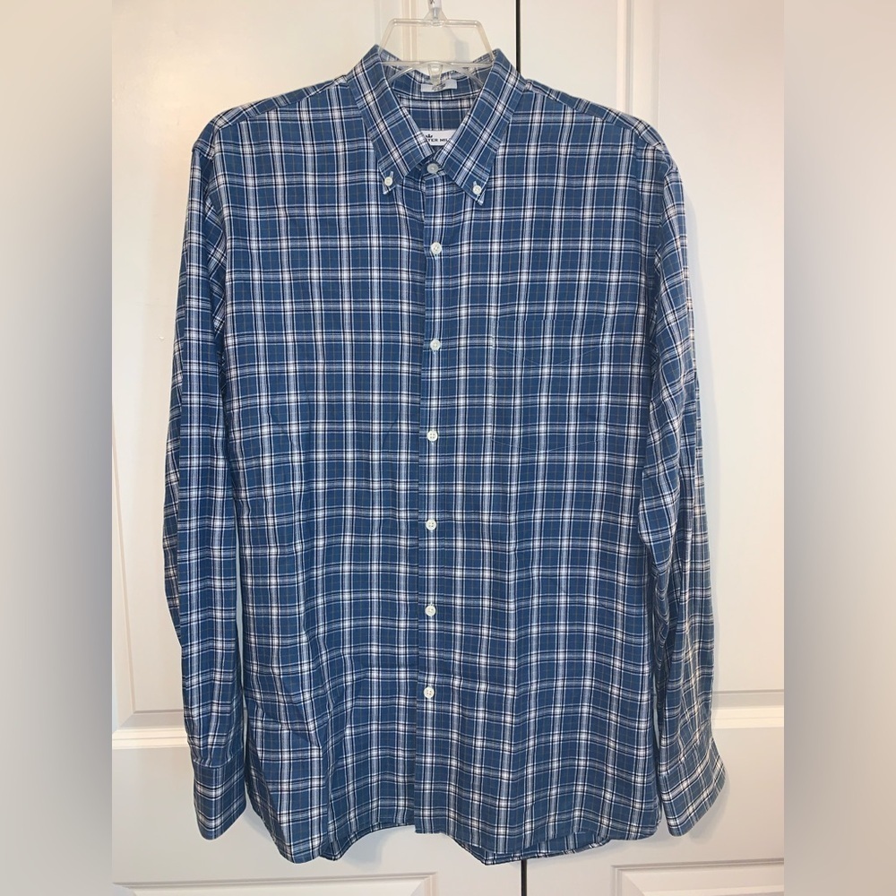 Men's Blue Plaid Peter Millar button down